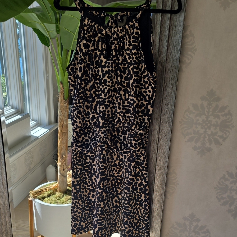 Enfocus Studio Black and Tan Animal Print Dress